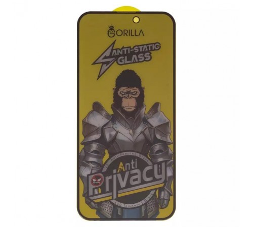 Защитное стекло для Apple iPhone 15 Pro Max, совместимо с чехлом, Full Glue, Anti-Static, Anti-Peeping, черный, gorilla