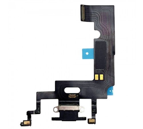 Шлейф для iPhone XR, коннектора зарядки, черный, с микрофоном, Original (PRC), с разборки