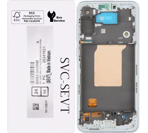 Дисплей для Samsung A556 Galaxy A55, голубой (Ice Blue), с рамкой, Original, сервисная упаковка, #GH82-34305B