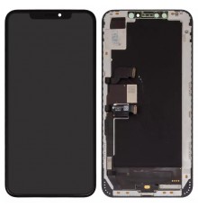 Дисплей для iPhone XS Max, черный, с рамкой, Оригинал (переклеено стекло), с пластиками камеры и датчика приближения