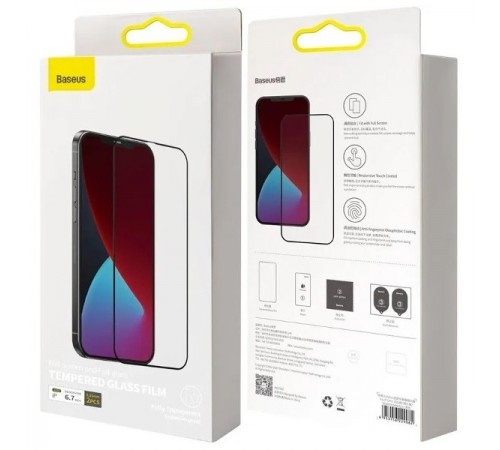 Защитное стекло для Apple iPhone 12 Pro Max, 0.25mm, Full-Screen and Full-Glass Tempered Glass Film, Baseus (SGAPIPH67N-KC01), черный, комплект 2шт.