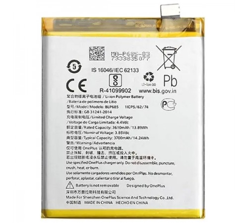 Аккумулятор BLP685 для OnePlus 6T, Li-Polymer, 3,85 B, 3700 мАч, High Copy Аккумулятор BLP685 для OnePlus 6T, Li-Polymer, 3,85 B, 3700 мАч, High Copy