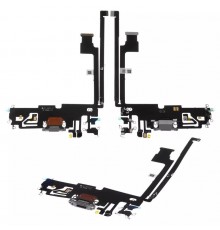 Шлейф для iPhone 12 Pro Max, конектора зарядки, білий, з мікрофоном, High Copy