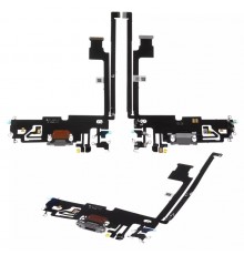 Шлейф для iPhone 12 Pro Max, конектора зарядки, білий, з мікрофоном, High Copy