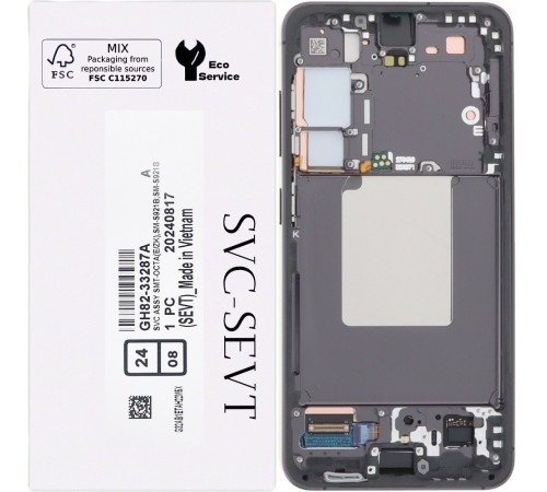 Дисплей для Samsung S921 Galaxy S24, черный (Onyx Black), с рамкой, Original, сервисная упаковка, #GH82-33287A