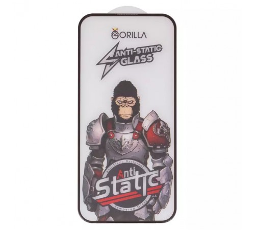 Захисне скло для Apple iPhone 15 Pro Max, сумісне з чохлом, Full Glue, Anti-Static, чорний, gorilla