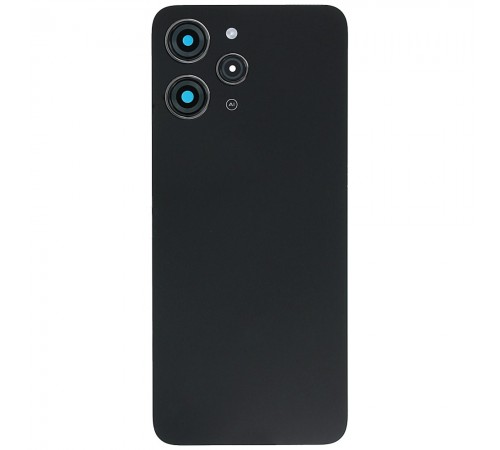 Задняя панель корпуса для Xiaomi Redmi 12, черная (Midnight Black), Copy + стекло камеры