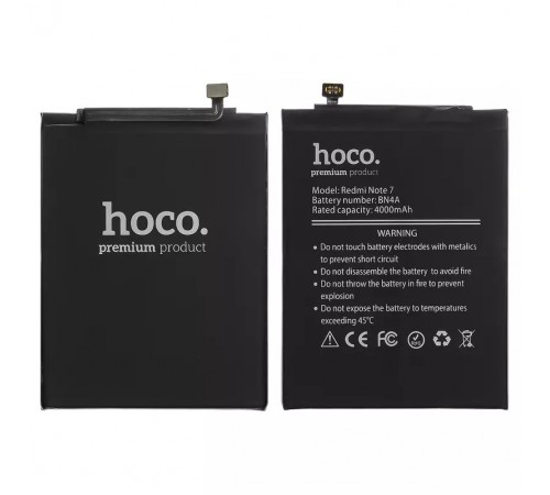 Аккумулятор Hoco BN4A для Xiaomi Redmi Note 7, Redmi Note 7 Pro, Li-Polymer, 3,85 B, 4000 мАч, M1901F7G, M1901F7H, M1901F7I Аккумулятор Hoco BN4A для Xiaomi Redmi Note 7, Redmi Note 7 Pro, Li-Polymer, 3,85 B, 4000 мАч, M1901F7G, M1901F7H, M1901F7I
