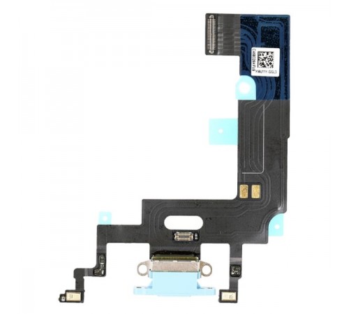 Шлейф для iPhone XR, коннектора зарядки, синий, с микрофоном, High Copy