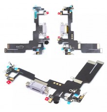 Шлейф для iPhone 14, коннектора зарядки, фиолетовый, с микрофоном, с компонентами, High Copy