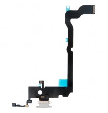 Шлейф для iPhone XS Max, коннектора зарядки, белый, с микрофоном, Original (PRC), с разборки