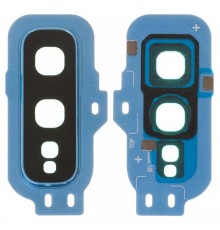 Скло камери для Samsung G970 Galaxy S10e, синє (Prism Blue), з рамкою
