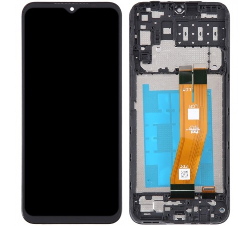 Дисплей для Samsung A145 Galaxy A14, черный, с рамкой, Original (PRC), c желтым шлейфом