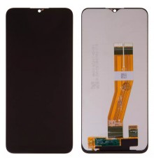 Дисплей для Samsung A037G Galaxy A03s, чорний, Best copy, без рамки, Copy, з жовтим шлейфом, (162x72 mm)