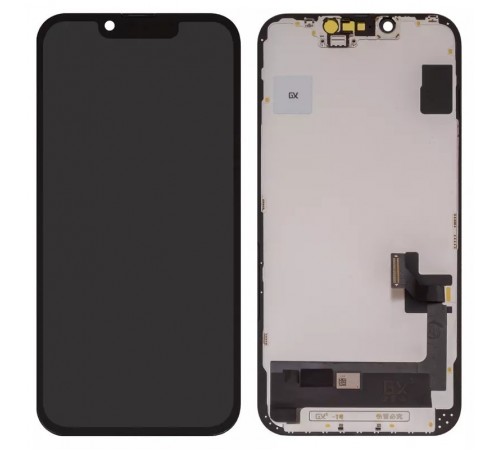 Дисплей для iPhone 14, черный, с рамкой, High Copy (OLED), GX OEM hard