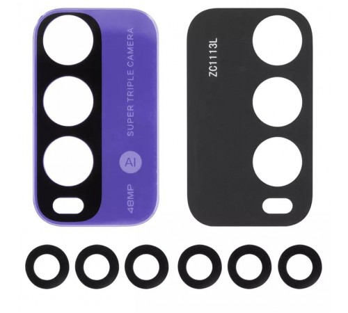 Стекло камеры для Xiaomi Redmi 9T, синее, без рамки, комплект 4 шт., twilight Blue