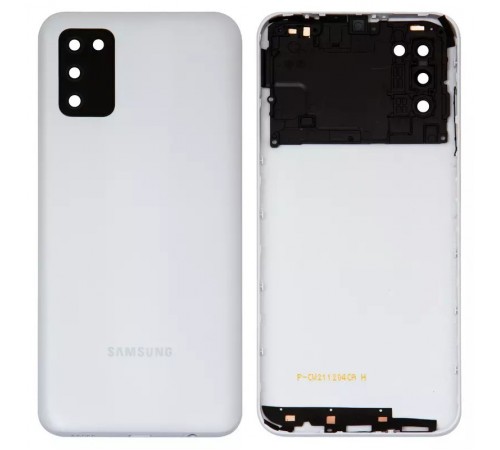 Задняя панель корпуса для Samsung A037F Galaxy A03s, белая + стекло камеры