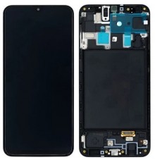Дисплей для Samsung A205 Galaxy A20, A205F/DS Galaxy A20, M107F/DS Galaxy M10s, черный, с рамкой, Сopy (TFT)