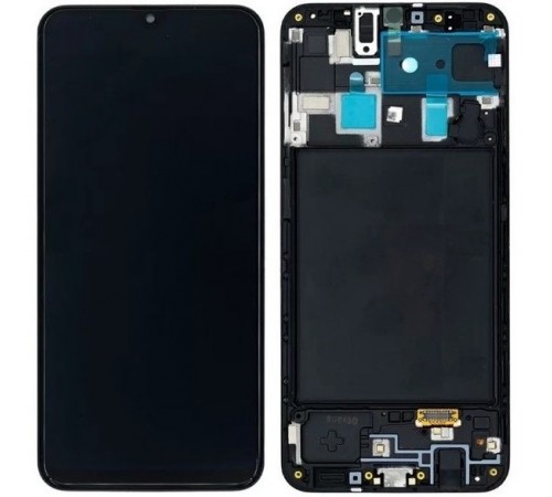 Дисплей для Samsung A205 Galaxy A20, A205F/DS Galaxy A20, M107F/DS Galaxy M10s, черный, с рамкой, Сopy (TFT)
