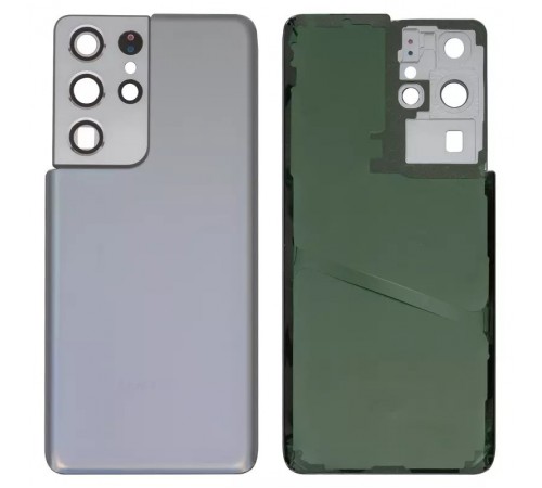 Задня панель корпусу для Samsung G998 Galaxy S21 Ultra 5G, срібляста (Phantom Silver) + скло камери