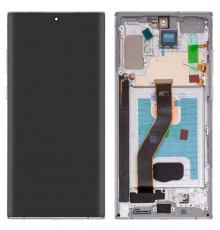 Дисплей для Samsung N975F Galaxy Note 10 Plus, сріблястий, з рамкою, High Copy (OLED)