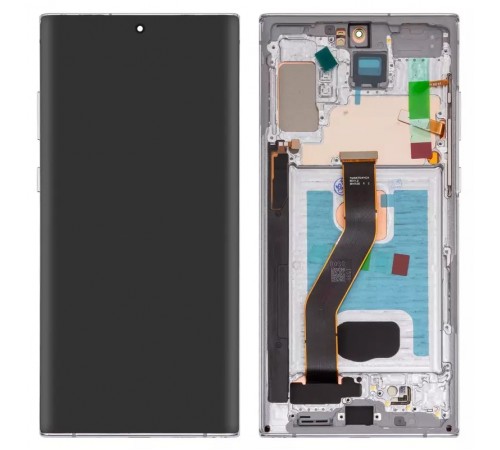 Дисплей для Samsung N975F Galaxy Note 10 Plus, сріблястий, з рамкою, High Copy (OLED)