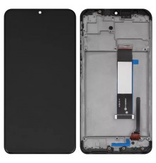 Дисплей для Xiaomi Poco M3, Redmi 9T, чорний, з рамкою, Оригінал (переклеєне скло), M2010J19CG