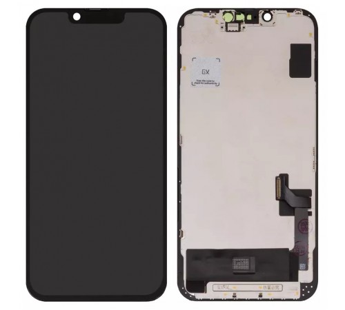 Дисплей для iPhone 14, черный, с рамкой, High Copy, без микросхемы, (OLED), GX OEM hard