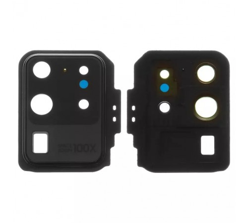 Скло камери для Samsung G988 Galaxy S20 Ultra, чорне (Cosmic Black), з рамкою