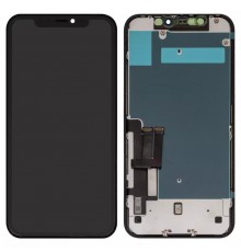 Дисплей для iPhone 11, черный, с рамкой, High Copy с защитным экраном дисплея, LG version, #Self-welded OEM