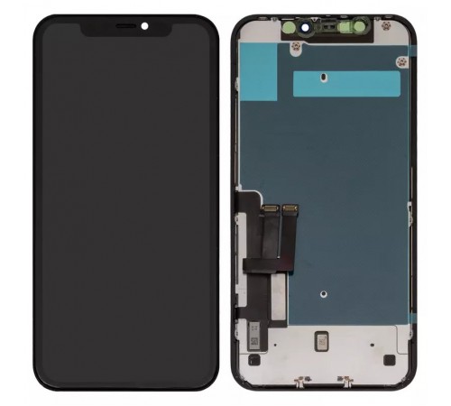 Дисплей для iPhone 11, чорний, з рамкою, High Copy з захисним екраном дисплея, LG version, #Self-welded OEM
