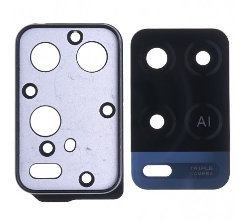 Скло камери для Oppo A54 4G (2020), чорне, з рамкою