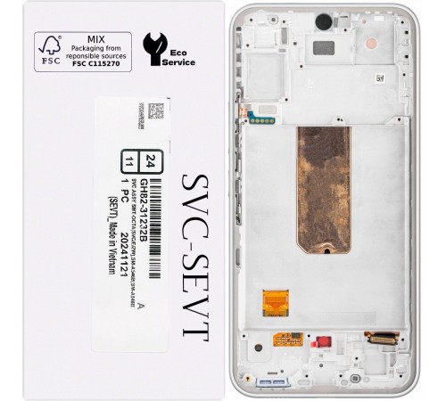 Дисплей для Samsung A546 Galaxy A54 5G, білий, з рамкою, Original, сервісна упаковка, #GH82-31232A