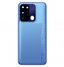 Задняя панель корпуса для Tecno Spark Go (2022) (KG5m), голубая (Ice Silver), Copy + стекло камеры
