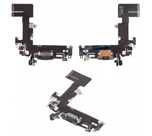 Шлейф для iPhone 13, конектора зарядки, зелений, з мікрофоном, High Copy