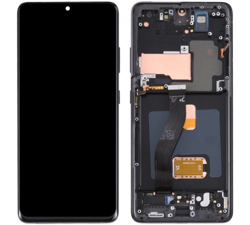 Дисплей для Samsung G998 Galaxy S21 Ultra 5G, черный (Phantom Black), с рамкой, High Copy (OLED)