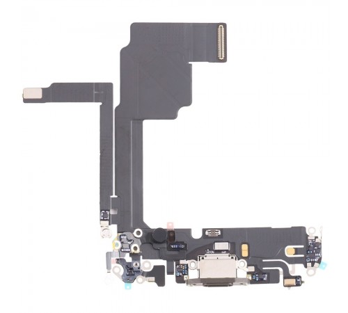 Шлейф для iPhone 15 Pro, коннектора зарядки, серый, с микрофоном, Original (PRC)