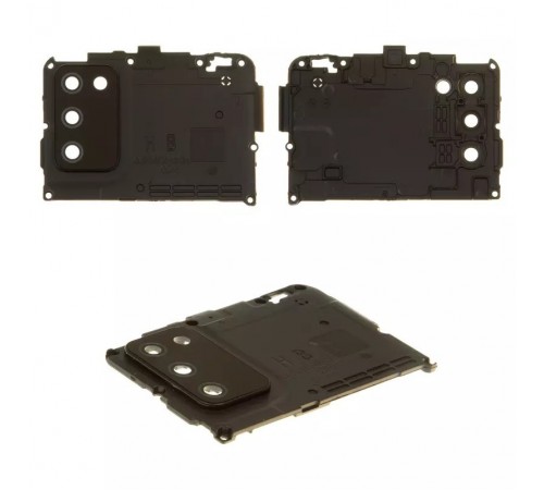 Стекло камеры для Samsung A025G Galaxy A02s, черное, с рамкой