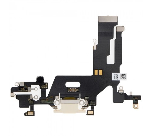 Шлейф для iPhone 11, конектора навушників, конектора зарядки, білий, з мікрофоном, Original (PRC)