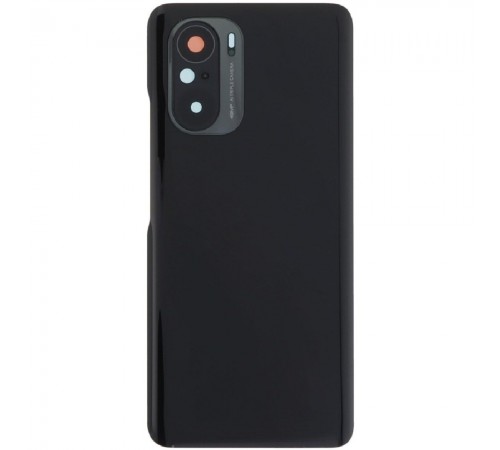 Задняя панель корпуса для Xiaomi Poco F3, черная (Night Black), Copy + стекло камеры, Лого Poco