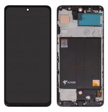 Дисплей для Samsung A515 Galaxy A51, A515F/DS Galaxy A51, чорний, з рамкою, FLYCDI, з широким обідком, (TFT)