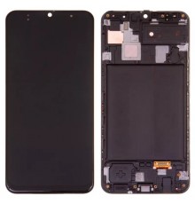 Дисплей для Samsung A305 Galaxy A30, черный, с рамкой, Оригинал (переклеено стекло)