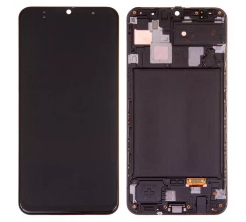 Дисплей для Samsung A305 Galaxy A30, черный, с рамкой, Оригинал (переклеено стекло)