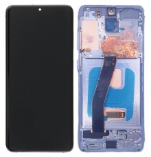 Дисплей для Samsung G980 Galaxy S20, G981 Galaxy S20 5G, синий (Cloud Blue), с рамкой, High Copy (OLED)