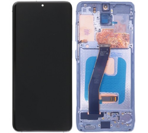 Дисплей для Samsung G980 Galaxy S20, G981 Galaxy S20 5G, синий (Cloud Blue), с рамкой, High Copy (OLED)