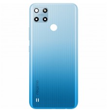 Задняя панель корпуса для Realme C25Y, голубая (Glacier Blue) + стекло камеры