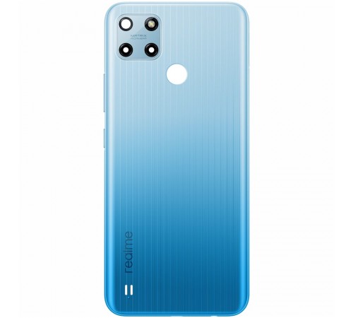 Задняя панель корпуса для Realme C25Y, голубая (Glacier Blue) + стекло камеры