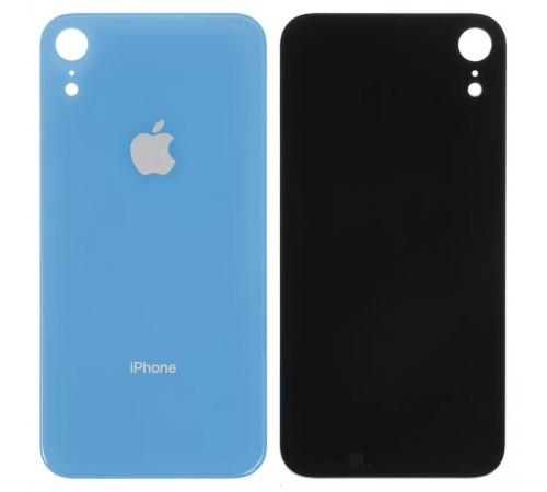 Задняя панель корпуса для iPhone XR, голубая, нужно снять стекло камеры, small hole