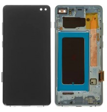 Дисплей для Samsung G975 Galaxy S10 Plus, серебристый, с рамкой, Оригинал (переклеено стекло), prism silver