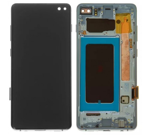 Дисплей для Samsung G975 Galaxy S10 Plus, серебристый, с рамкой, Оригинал (переклеено стекло), prism silver